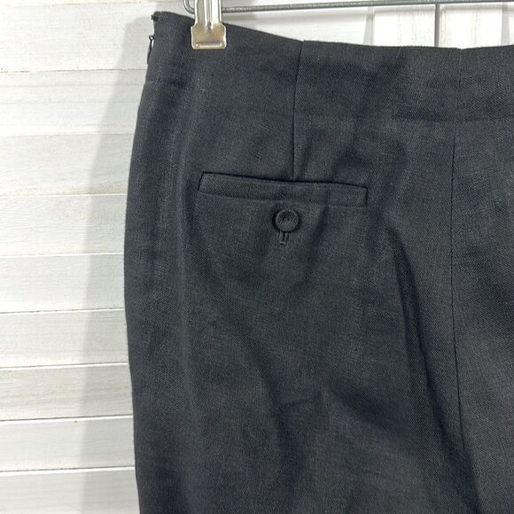 Talbots Linen Pants Size 6 Irish Linen Classic Side Zip Black - Picture 7 of 12